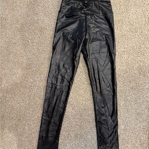 Shinestar Black Faux Leather Pants